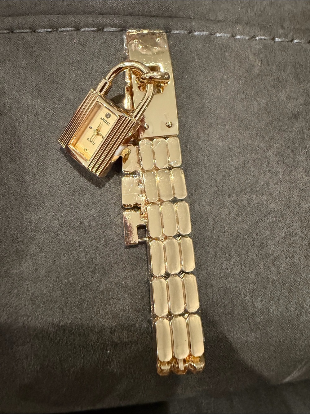 New Gold Padlock Charm Bracelet Watch